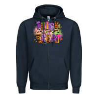 Navy Trick or treat Zipper Hoodie - RanaPortraitStore