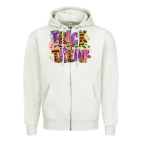 Oatmeal Heather Trick or treat Zipper Hoodie - RanaPortraitStore