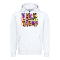 White Trick or treat Zipper Hoodie - RanaPortraitStore