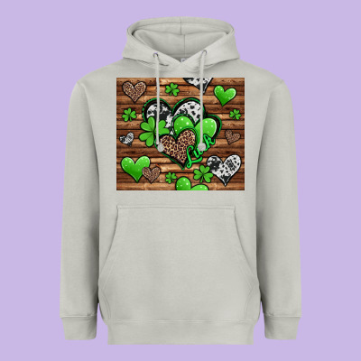 St. Patrick's Day Hearts Heavyweight Hoodie Designed By Jasminsmagicworld