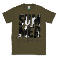 Army Green Summer Vibes Black White Cowhide Classic Tee - CowCowDesign