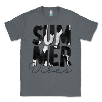 Charcoal Heather Summer Vibes Black White Cowhide Classic Tee - CowCowDesign
