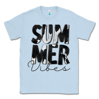 Dusty Blue Summer Vibes Black White Cowhide Classic Tee - CowCowDesign