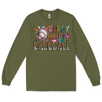 Army Green happy easter day baseball Long Sleeve Tee - CowhideDigitalArt
