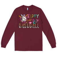 Burgundy happy easter day baseball Long Sleeve Tee - CowhideDigitalArt