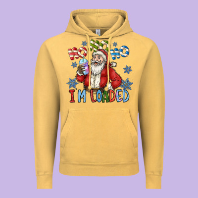 Ho Ho Ho Im Loaded Vintage Hoodie Designed By Cowhidedigitalart