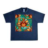 Navy thanksgiving  turkey seamless pattern Urban Heavy Tee - BundleAndBundleShop