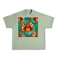 Oil Green thanksgiving  turkey seamless pattern Urban Heavy Tee - BundleAndBundleShop