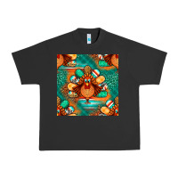 Pigment Black thanksgiving  turkey seamless pattern Urban Heavy Tee - BundleAndBundleShop