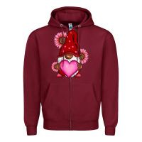 Burgundy Valentine's Day afro gnome Zipper Hoodie - RanaPortraitStore