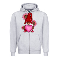 Heather Grey Valentine's Day afro gnome Zipper Hoodie - RanaPortraitStore