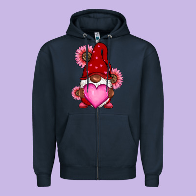 Valentine's Day Afro Gnome Zipper Hoodie Designed By Ranaportraitstore