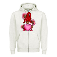 Oatmeal Heather Valentine's Day afro gnome Zipper Hoodie - RanaPortraitStore