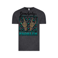 Vintage Black Somebody's Problem Hand Skeleton Vintage Tee - FaDigitalArtStudio