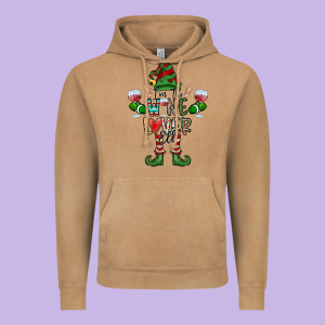 I'm The Wine Lover Elf Vintage Hoodie Designed By Cowhidedigitalart