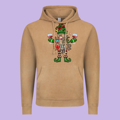 I'm The Wine Lover Elf Vintage Hoodie Designed By Cowhidedigitalart