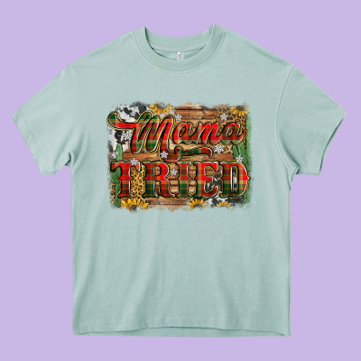 Mama Tried Christmas Heavy Core Tee Designed By Jasminsmagicworld