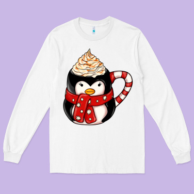 Coffee Cups Animal Long Sleeve Tee Designed By Cowhidedigitalart
