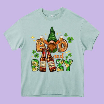 St. Patrick's Bad And Boozy With Gnome Heavy Core Tee Designed By Howdyjamesfarm