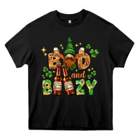 Black St. Patrick's Bad and boozy with gnome Heavy Core Tee - HowdyJamesFarm