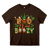 Chocolate Brown St. Patrick's Bad and boozy with gnome Heavy Core Tee - HowdyJamesFarm