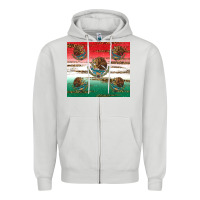 Dove Grey Mexican Flag Zipper Hoodie - RanaPortraitStore