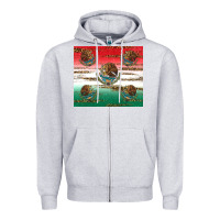 Heather Grey Mexican Flag Zipper Hoodie - RanaPortraitStore