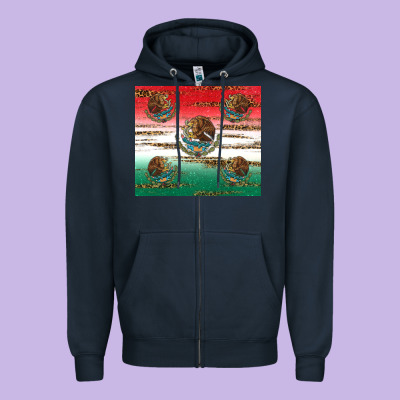 Mexican Flag Zipper Hoodie Designed By Ranaportraitstore