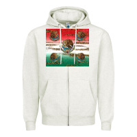 Oatmeal Heather Mexican Flag Zipper Hoodie - RanaPortraitStore