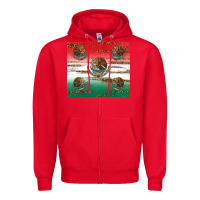 Red Mexican Flag Zipper Hoodie - RanaPortraitStore