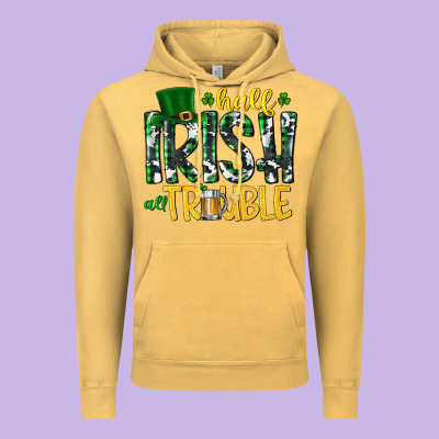 Half Irish All Trouble Vintage Hoodie Designed By Cowhidedigitalart