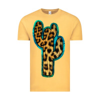 Vintage Mustard Turquoise Leopard Cactus Vintage Tee - RanaPortraitStore