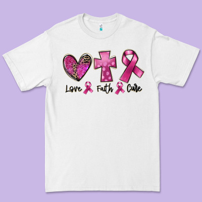 Love Faith Cure Breast Cancer Premium Tee Designed By Fadigitalartstudio