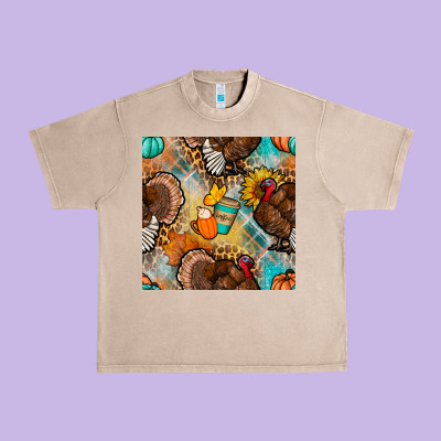 Thanksgiving Turkey Seamless Pattern Urban Heavy Tee Designed By Bundleandbundleshop