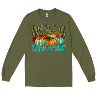 Army Green fall pumpkin art Long Sleeve Tee - CowhideDigitalArt