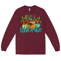 Burgundy fall pumpkin art Long Sleeve Tee - CowhideDigitalArt