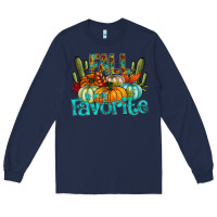 Navy fall pumpkin art Long Sleeve Tee - CowhideDigitalArt