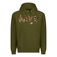 Army Green camouflage military boots love Premium Hoodie - Artiststas