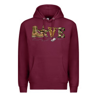 Burgundy camouflage military boots love Premium Hoodie - Artiststas