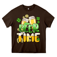 Chocolate Brown St.Patrick's Beer time Heavy Core Tee - HowdyJamesFarm