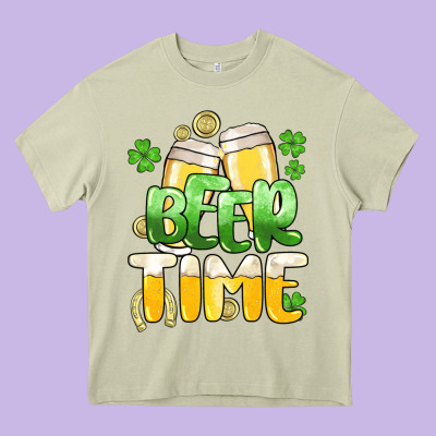 St.patrick's Beer Time Heavy Core Tee Designed By Howdyjamesfarm
