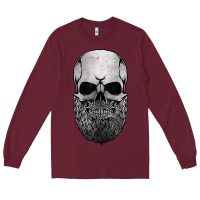 Burgundy creepy bald and bearded skull for halloween & skeletons fans t shirt Long Sleeve Tee - baoMotion