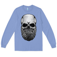 Colony Blue creepy bald and bearded skull for halloween & skeletons fans t shirt Long Sleeve Tee - baoMotion