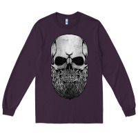 Plum creepy bald and bearded skull for halloween & skeletons fans t shirt Long Sleeve Tee - baoMotion