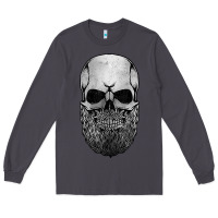 Smoke creepy bald and bearded skull for halloween & skeletons fans t shirt Long Sleeve Tee - baoMotion