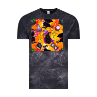 Cloud Black halloween cat and witch seamless pattern Vintage Tee - BundleAndBundleShop