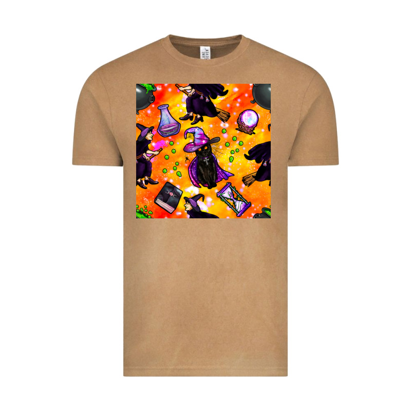 Halloween Cat And Witch Seamless Pattern Vintage Tee by BundleAndBundleShop | Teevron