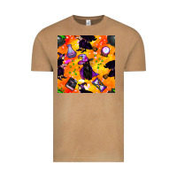 Vintage Camel halloween cat and witch seamless pattern Vintage Tee - BundleAndBundleShop