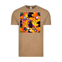 Vintage Coffee halloween cat and witch seamless pattern Vintage Tee - BundleAndBundleShop