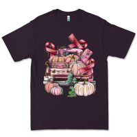 Plum Breast Cancer truck with pumpkins Premium Tee - FaDigitalArtStudio